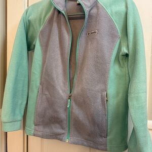 Columbia Youth Large Light Green and Gray Fleece Jacket